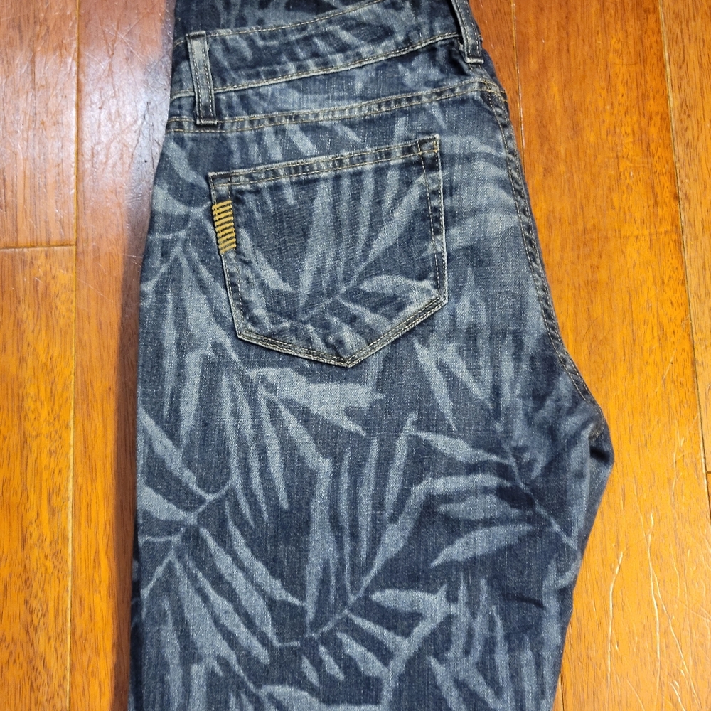 Paige Skyline Ankle Peg Jeans Floral Palm Stretch, Size 28